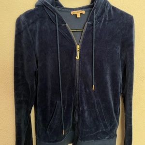 Juicy Couture Navy Blue Velour Zip Up Hoodie